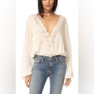 ⭐️ Free People Desert Sands Bohemian Peasant Blouse in Ivory SMALL
